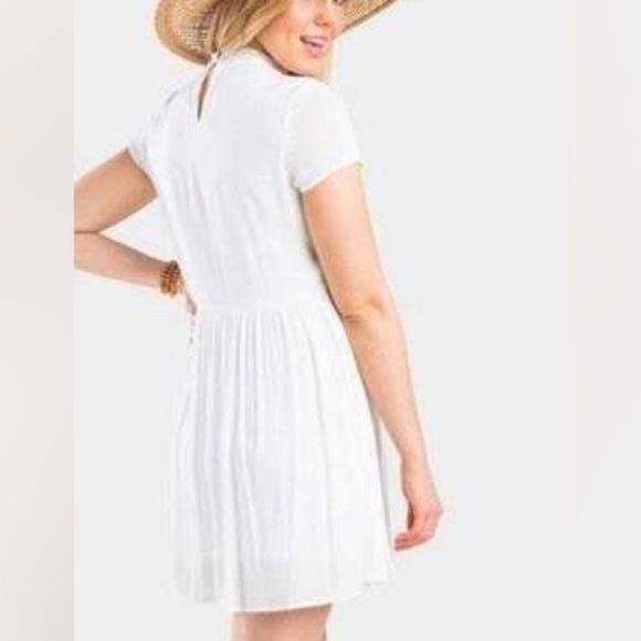 Embroidered high neck dress with slip, size medium - Picture 8 of 9